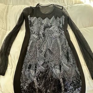 Black dress with blue sequins
